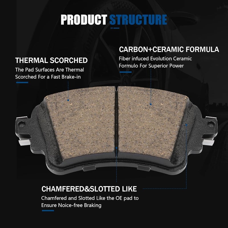 SUPLABEL Rear Ceramic Disc Brake Pads Set Compatible with Audi A4 2017-2020, Q5 2018-2020, A4/A5/A6 Quattro, A5 Sportback, A7 Sportback, RS5, S4, S5, RS5/S5 Sportback, Q5 PHEV, A4/A6 Allroad,HZ1898 - Image 3